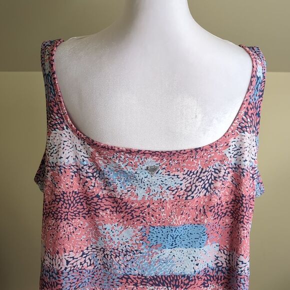 Columbia PFG 2X Pink Blue Tank Dress Omni-Freeze Advanced Cooling - Picture 7 of 9